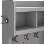 Bush Furniture Woodland Appendiabiti da Ingresso e Scarpiera con Ripiani – 6 Cestelli, 5 Ganci Appendiabiti, 113 kg, 3 Anni di Garanzia
