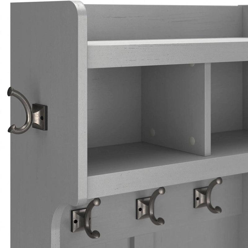 Bush Furniture Woodland Appendiabiti da Ingresso e Scarpiera con Ripiani – 6 Cestelli, 5 Ganci Appendiabiti, 113 kg, 3 Anni di Garanzia