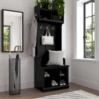Bush Furniture Woodland Appendiabiti da Ingresso e Scarpiera con Ripiani – 6 Cestelli, 5 Ganci Appendiabiti, 113 kg, 3 Anni di Garanzia
