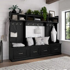 Bush Furniture Woodland Appendiabiti da Ingresso e Scarpiera con Ripiani – 6 Cestelli, 5 Ganci Appendiabiti, 113 kg, 3 Anni di Garanzia