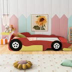 Letto a Piattaforma da Corsa a Grandezza Naturale con Ruote – Pino, Compensato e MDF, Sponde di Sicurezza, 2 Colori, Camera da Letto per Bambini