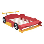Letto a Piattaforma da Corsa a Grandezza Naturale con Ruote – Pino, Compensato e MDF, Sponde di Sicurezza, 2 Colori, Camera da Letto per Bambini