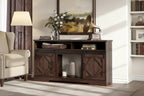 TV Stand for 65 70 Inch TV, Farmhouse Entertainment Center with 2 Sliding Barn Door,Rustic Brown - 59