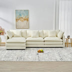 Divano a 3 posti in ciniglia da 280 cm con pouf coordinato – Schiuma ad alta densità, struttura in legno massello, colori multipli