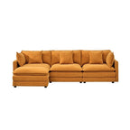 Divano a 3 posti in ciniglia da 280 cm con pouf coordinato – Schiuma ad alta densità, struttura in legno massello, colori multipli
