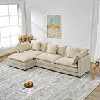 Divano a 3 posti in ciniglia da 280 cm con pouf coordinato – Schiuma ad alta densità, struttura in legno massello, colori multipli