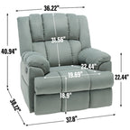 Poltrona Reclinabile Girevole Oversize – Girevole a 360°, Reclinabile a 155°, Braccioli Imbottiti, Tessuto, Montaggio senza attrezzi