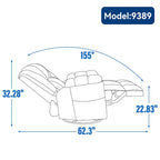Poltrona Reclinabile Girevole Oversize – Girevole a 360°, Reclinabile a 155°, Braccioli Imbottiti, Tessuto, Montaggio senza attrezzi