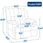 Poltrona Reclinabile Girevole Oversize – Girevole a 360°, Reclinabile a 155°, Braccioli Imbottiti, Tessuto, Montaggio senza attrezzi