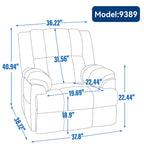 Poltrona Reclinabile Girevole Oversize – Girevole a 360°, Reclinabile a 155°, Braccioli Imbottiti, Tessuto, Montaggio senza attrezzi