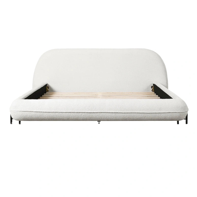Christopher Knight Home Williams Telaio Letto Imbottito in Bouclé – Capacità 227 kg, Queen o King, Nessuna Rete a Molle Necessaria