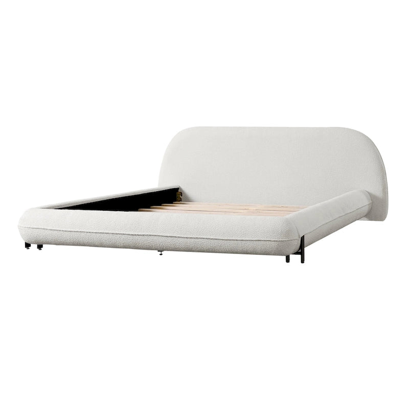 Christopher Knight Home Williams Telaio Letto Imbottito in Bouclé – Capacità 227 kg, Queen o King, Nessuna Rete a Molle Necessaria