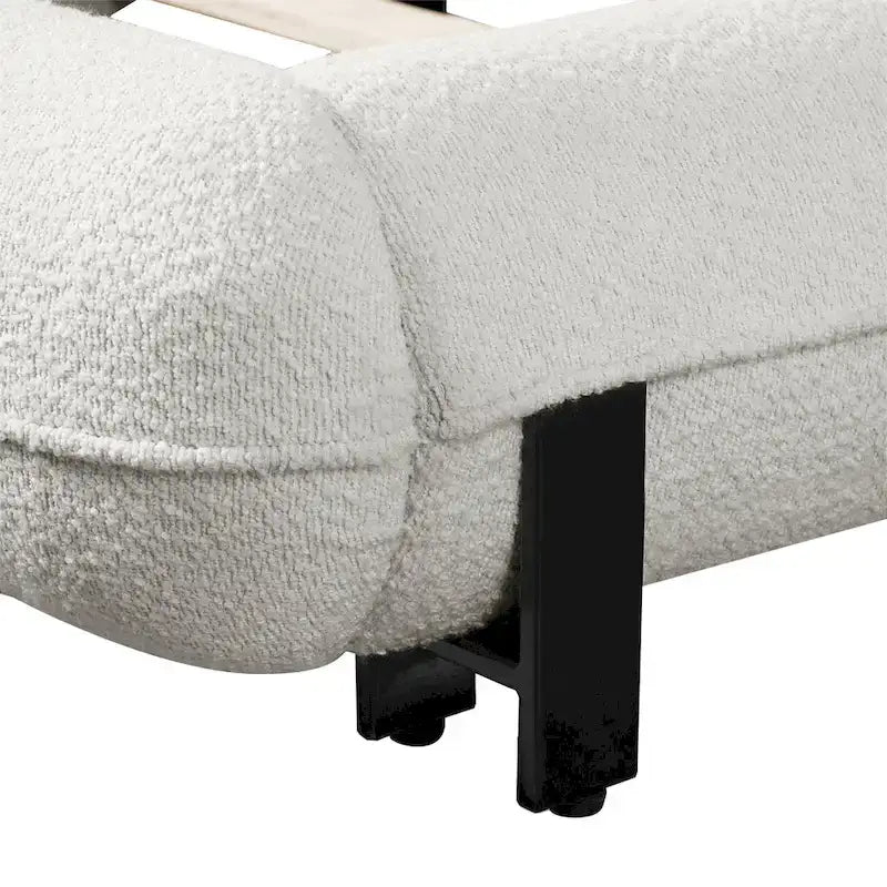 Christopher Knight Home Williams Telaio Letto Imbottito in Bouclé – Capacità 227 kg, Queen o King, Nessuna Rete a Molle Necessaria