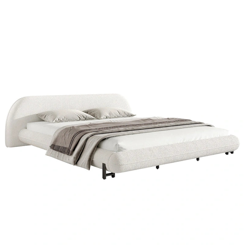 Christopher Knight Home Williams Telaio Letto Imbottito in Bouclé – Capacità 227 kg, Queen o King, Nessuna Rete a Molle Necessaria
