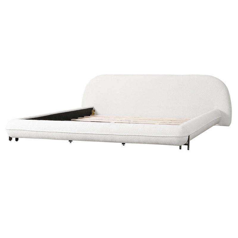Christopher Knight Home Williams Telaio Letto Imbottito in Bouclé – Capacità 227 kg, Queen o King, Nessuna Rete a Molle Necessaria
