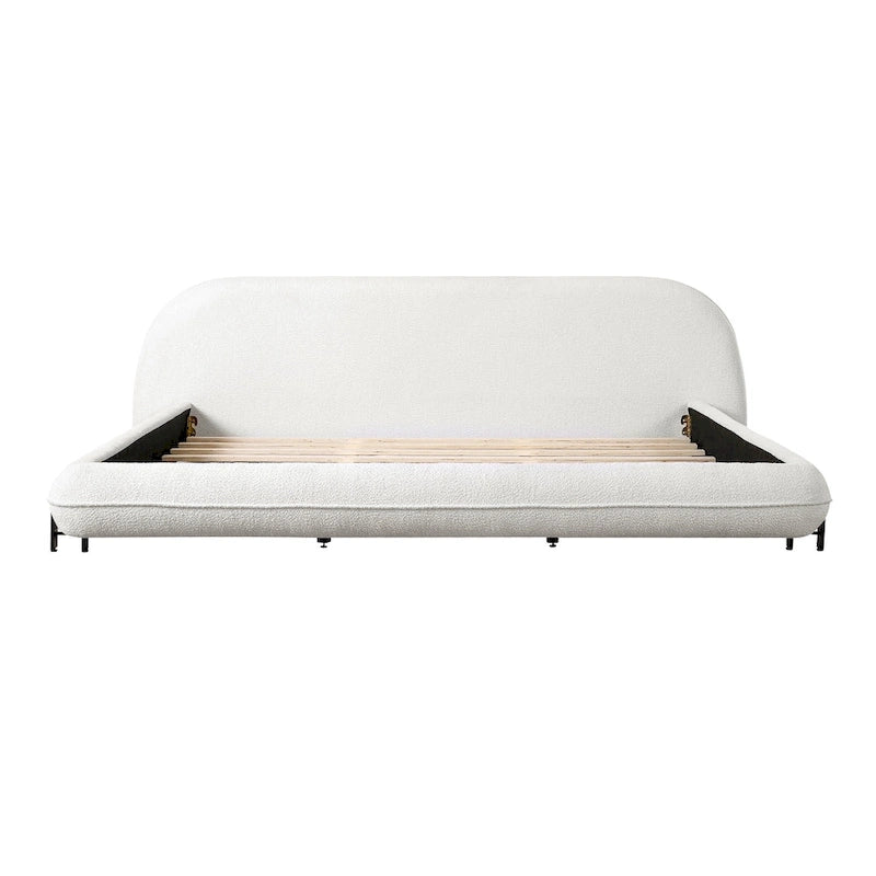 Christopher Knight Home Williams Telaio Letto Imbottito in Bouclé – Capacità 227 kg, Queen o King, Nessuna Rete a Molle Necessaria