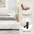 Christopher Knight Home Williams Telaio Letto Imbottito in Bouclé – Capacità 227 kg, Queen o King, Nessuna Rete a Molle Necessaria