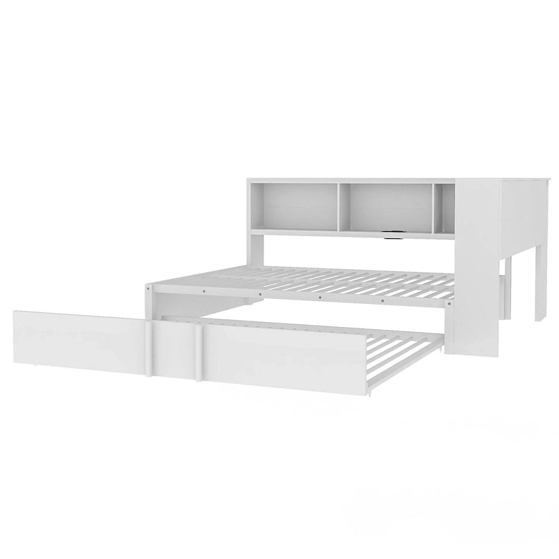 Divano Letto Devali Blue Metal con Rotelle Estraibili, 5 Armadietti Contenitore e Stazione di Ricarica – Porte USB e Prese di Corrente