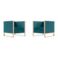 Poltrona d'Appoggio in Velluto Mid-Century con Struttura Color Oro Rosa – Set da 2, Capacità 136 kg, Completamente Assemblata