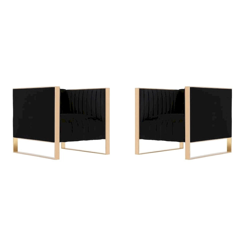 Poltrona d'Appoggio in Velluto Mid-Century con Struttura Color Oro Rosa – Set da 2, Capacità 136 kg, Completamente Assemblata