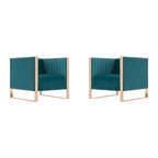 Poltrona d'Appoggio in Velluto Mid-Century con Struttura Color Oro Rosa – Set da 2, Capacità 136 kg, Completamente Assemblata