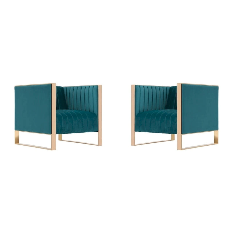 Poltrona d'Appoggio in Velluto Mid-Century con Struttura Color Oro Rosa – Set da 2, Capacità 136 kg, Completamente Assemblata