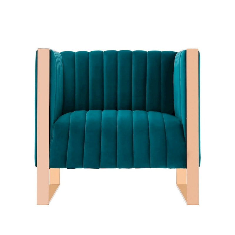 Poltrona d'Appoggio in Velluto Mid-Century con Struttura Color Oro Rosa – Set da 2, Capacità 136 kg, Completamente Assemblata