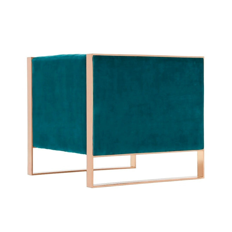 Poltrona d'Appoggio in Velluto Mid-Century con Struttura Color Oro Rosa – Set da 2, Capacità 136 kg, Completamente Assemblata