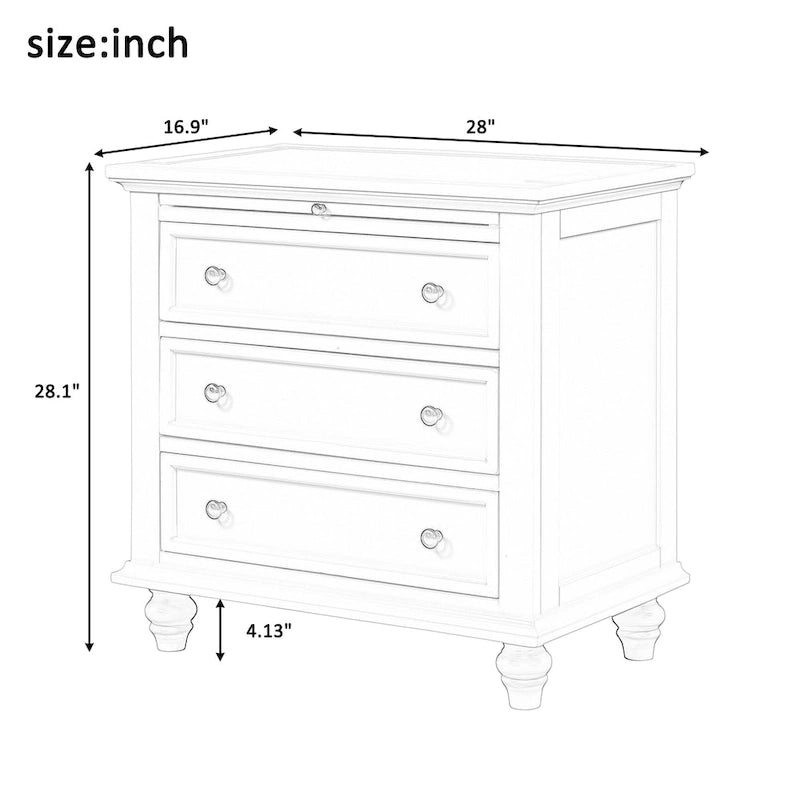 Tavolino da Divano in Legno di Pino a 3 Cassetti con Vassoio Estraibile – 4 Colori, Capacità Cassetto 25 kg