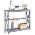 Tavolo Consolle a 2 Ripiani con Design a X – 101,6 cm, MDF e Gambe in Legno Massello, Ingresso e Soggiorno