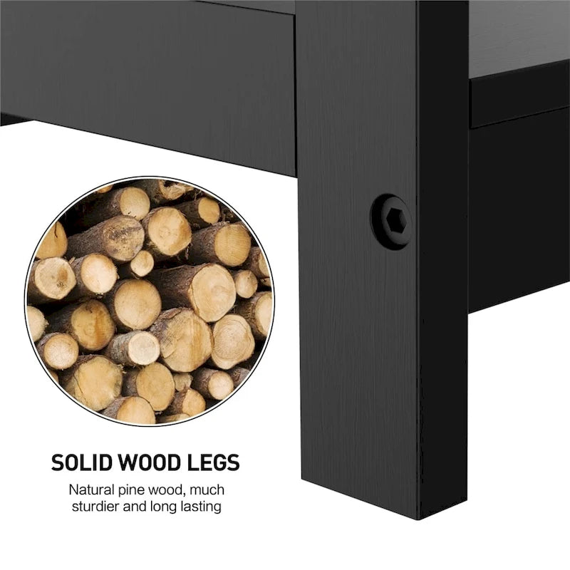 Tavolo Consolle a 2 Ripiani con Design a X – 101,6 cm, MDF e Gambe in Legno Massello, Ingresso e Soggiorno