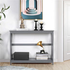 Tavolo Consolle a 2 Ripiani con Design a X – 101,6 cm, MDF e Gambe in Legno Massello, Ingresso e Soggiorno