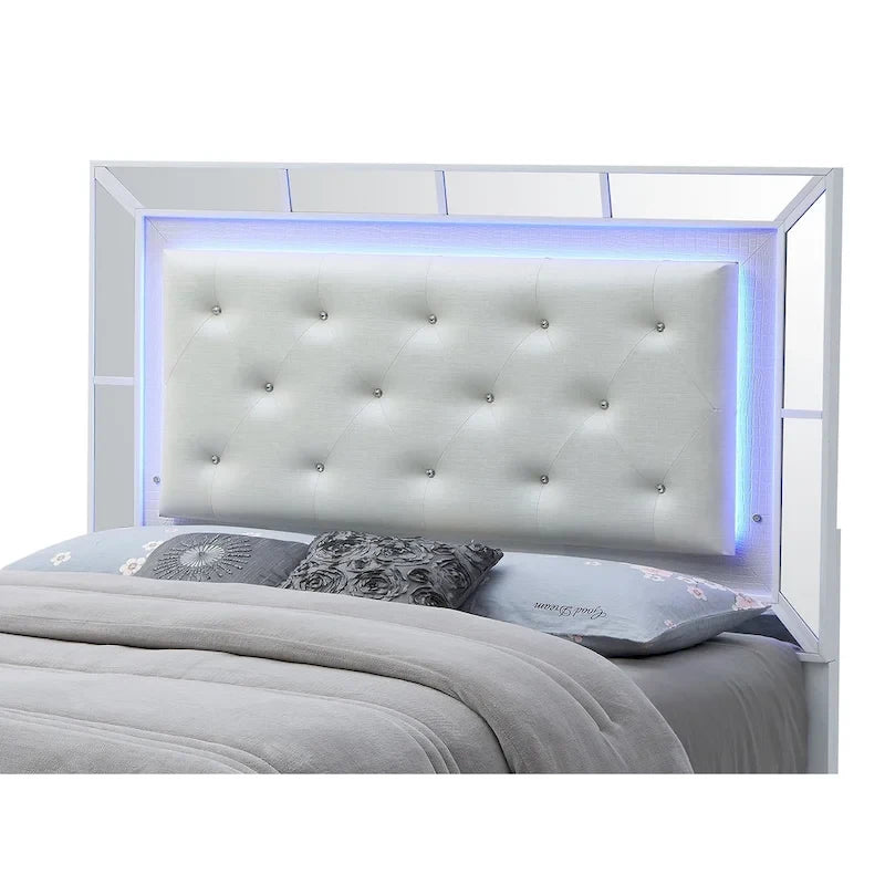 Letto matrimoniale Hollywood Hills Full Panel – Finitura Argento Champagne, Linee Pulite, 163 cm H × 152 cm L