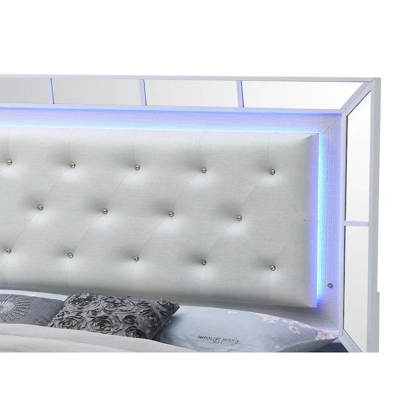 Letto matrimoniale Hollywood Hills Full Panel – Finitura Argento Champagne, Linee Pulite, 163 cm H × 152 cm L