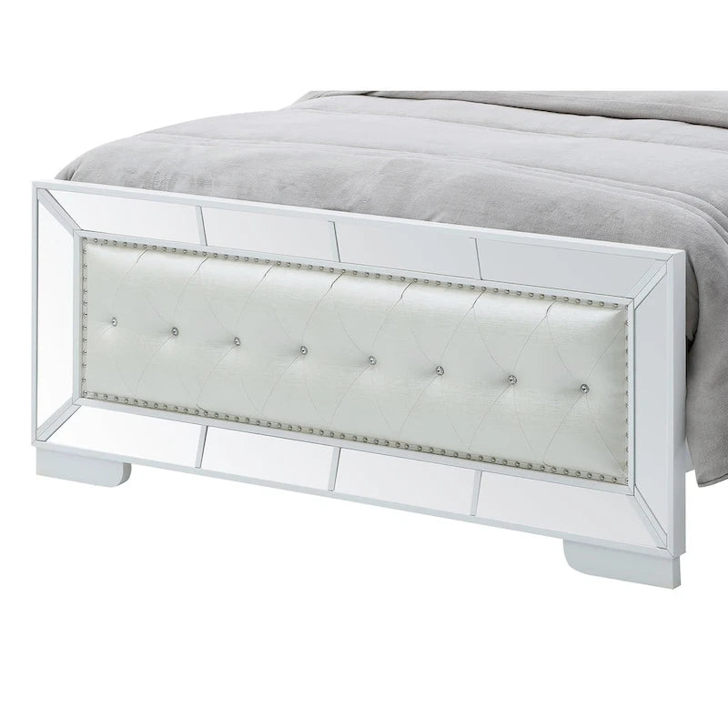 Letto matrimoniale Hollywood Hills Full Panel – Finitura Argento Champagne, Linee Pulite, 163 cm H × 152 cm L