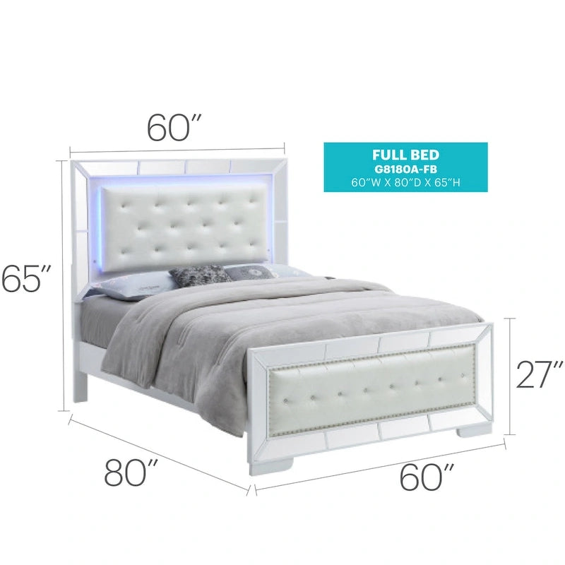Letto matrimoniale Hollywood Hills Full Panel – Finitura Argento Champagne, Linee Pulite, 163 cm H × 152 cm L