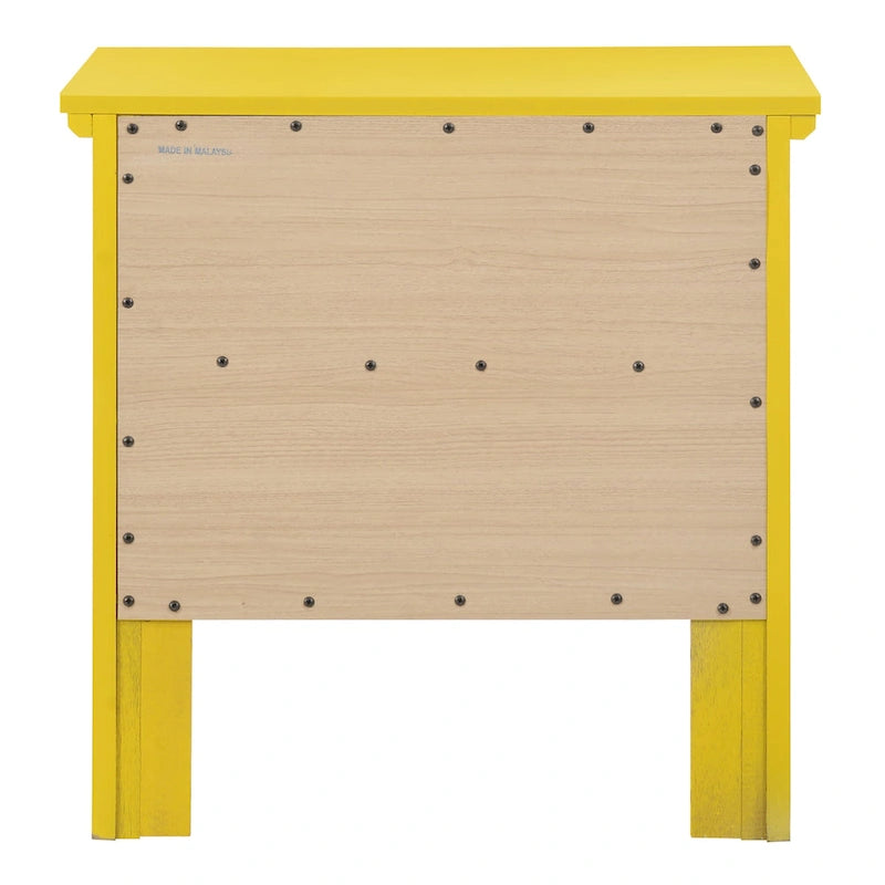 Comodino Primo a 2 Cassetti – Finitura Giallo Vivo, Antigraffio, Nessun Montaggio Richiesto, 61 cm H