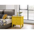 Comodino Primo a 2 Cassetti – Finitura Giallo Vivo, Antigraffio, Nessun Montaggio Richiesto, 61 cm H