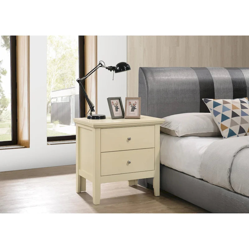 Comodino Primo a 2 Cassetti – Finitura Giallo Vivo, Antigraffio, Nessun Montaggio Richiesto, 61 cm H