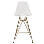Sgabello da bar Cresco in acrilico – Base cromata spazzolata oro, poggiapiedi, colori multipli, altezza seduta 75 cm