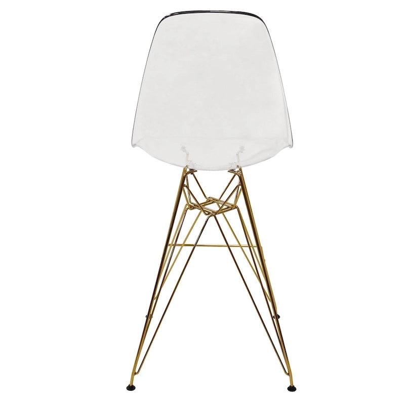 Sgabello da bar Cresco in acrilico – Base cromata spazzolata oro, poggiapiedi, colori multipli, altezza seduta 75 cm