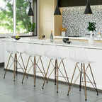 Sgabello da bar Cresco in acrilico – Base cromata spazzolata oro, poggiapiedi, colori multipli, altezza seduta 75 cm
