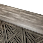 Credenza Angel tradizionale anticata – 152 cm L, motivo a rombi sulle ante, 4 ripiani regolabili