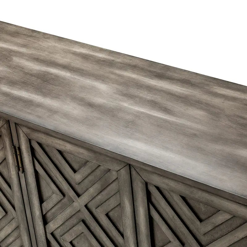 Credenza Angel tradizionale anticata – 152 cm L, motivo a rombi sulle ante, 4 ripiani regolabili
