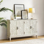 Credenza Angel tradizionale anticata – 152 cm L, motivo a rombi sulle ante, 4 ripiani regolabili