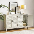 Credenza Angel tradizionale anticata – 152 cm L, motivo a rombi sulle ante, 4 ripiani regolabili