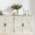 Credenza Angel tradizionale anticata – 152 cm L, motivo a rombi sulle ante, 4 ripiani regolabili