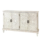 Credenza Angel tradizionale anticata – 152 cm L, motivo a rombi sulle ante, 4 ripiani regolabili
