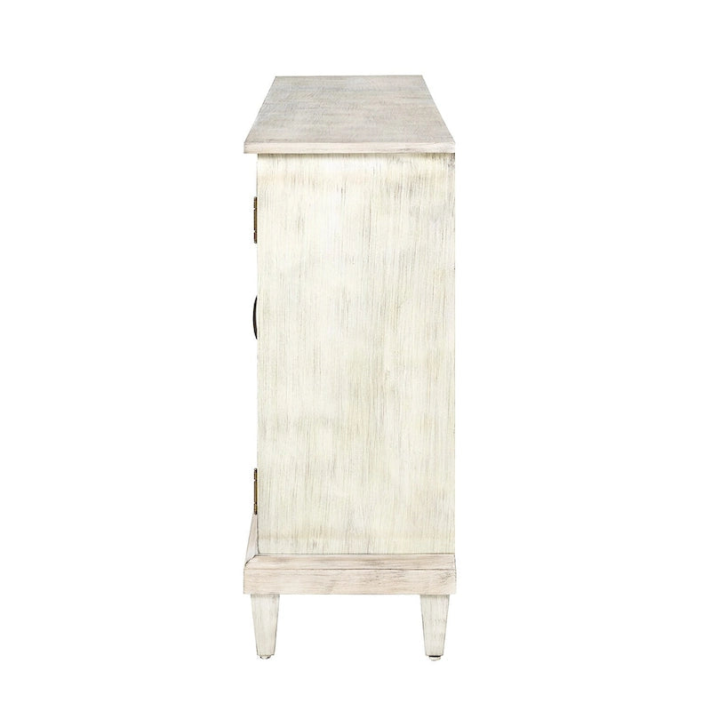 Credenza Angel tradizionale anticata – 152 cm L, motivo a rombi sulle ante, 4 ripiani regolabili