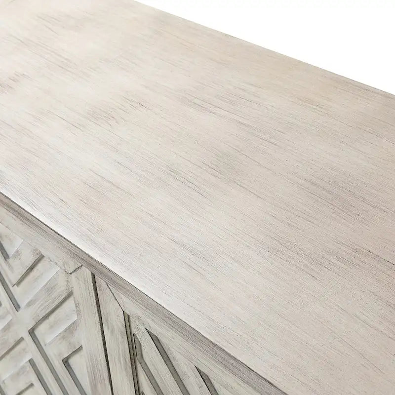 Credenza Angel tradizionale anticata – 152 cm L, motivo a rombi sulle ante, 4 ripiani regolabili
